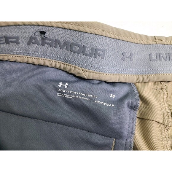 Under Armour Khaki Shorts Mens 36 Loose Heatgear Performance Golf Dress Chinos - Picture 4 of 10